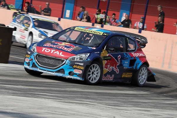 Timur Timerzyanov (Team Peugeot-Hansen) performs during the Round 10 FIA World Rallycross Championship in Franciacorta, Italy on September 28th, 2014