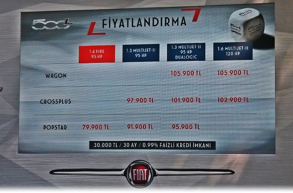 Fiat 500L SUV Lansman fiyat listesi
